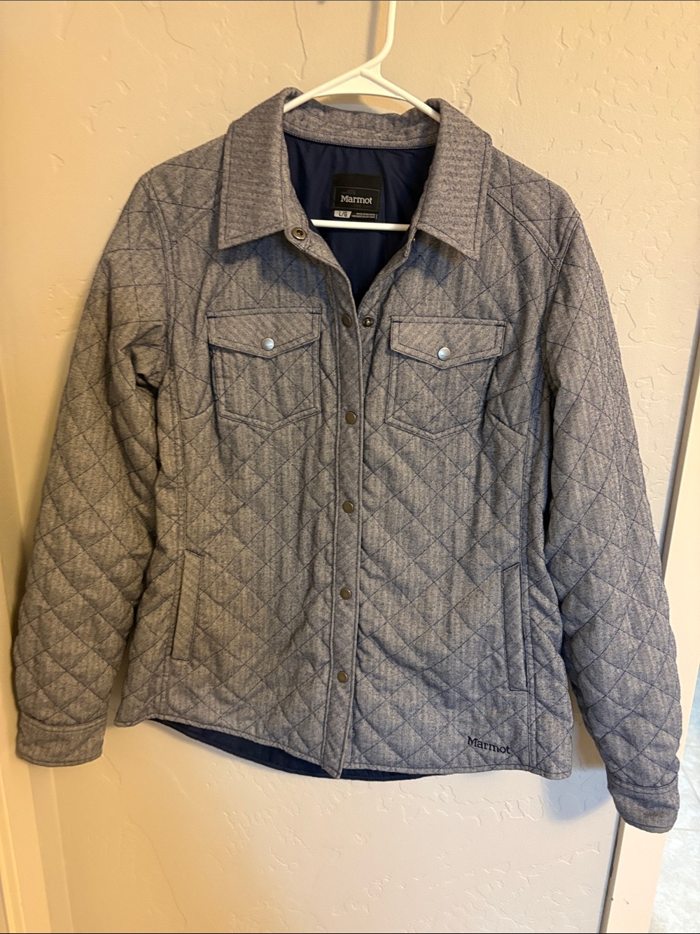 Marmot Quilted Light Gray Shirt Puffer Jacket